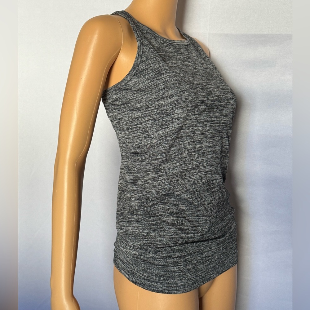 Athleta Heathered Charcoal Gray tank top. Racerback. Strappy Crew Neck.